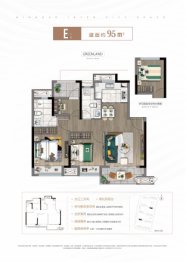 绿地张家港城际空间站3室2厅1厨2卫建面95.00㎡