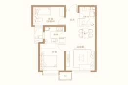 金融街武清金悦府2室2厅1厨1卫建面82.00㎡