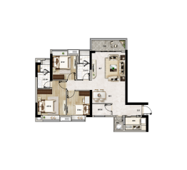 佳大瑞园3室2厅1厨2卫建面109.00㎡