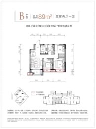 融创金成·微风之晨苑3室2厅1厨1卫建面89.00㎡