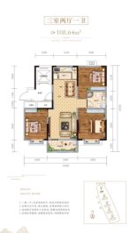 恒聚·美岸3室2厅1厨1卫建面108.64㎡