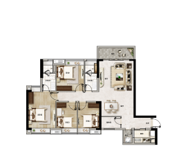 佳大瑞园4室2厅1厨2卫建面129.00㎡