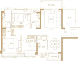 江海保利大都汇4室2厅1厨2卫建面115.0㎡
