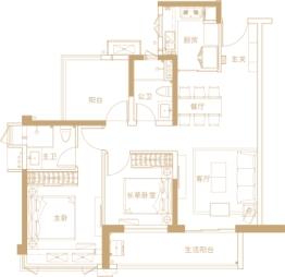 江海保利大都汇3室2厅1厨2卫建面96.00㎡