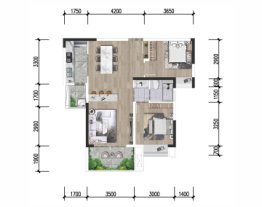 五矿西湖未来城2室2厅1厨1卫建面80.00㎡