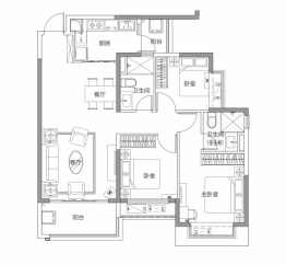 恒大清澜苑3室2厅1厨2卫建面117.00㎡