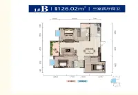 3室2厅1卫 建筑面积：126.02