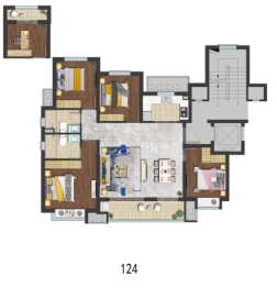 宁波·湖光天樾4室2厅1厨2卫建面124.00㎡