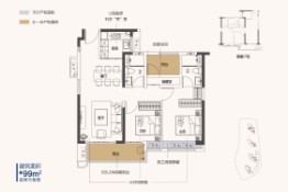 敏捷珑玥府3室2厅1厨2卫建面99.00㎡