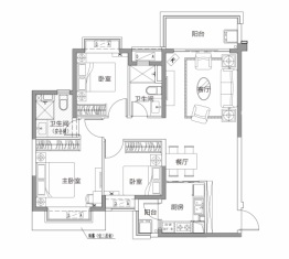 恒大清澜苑3室2厅1厨2卫建面116.00㎡