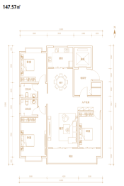 新绿洲广场3室2厅1厨2卫建面147.57㎡