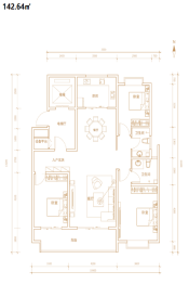 新绿洲广场3室2厅1厨2卫建面142.64㎡