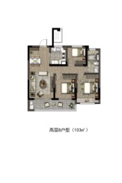 华润置地江湾城3室2厅1厨1卫建面103.00㎡