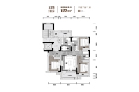 1期122㎡玉陛洋房户型图