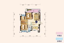 南宁空港恒大养生谷3室2厅1厨2卫建面85.0㎡