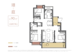 大华铂璟湾3室2厅1厨2卫建面90.00㎡