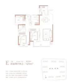 合生龙河湾壹号4室2厅1厨2卫建面121.00㎡