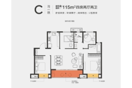 朗诗海映里4室2厅1厨2卫建面115.00㎡