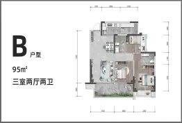 通威世地長湾3室2厅1厨2卫建面95.00㎡