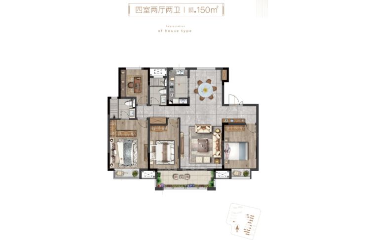 常州雅居乐熙悦府4室2厅2卫1厨150.00㎡户型图-常州房天下