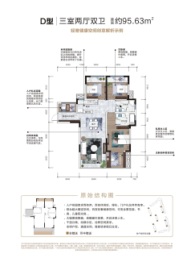 米易北湖印象3室2厅1厨2卫建面95.63㎡