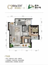 龙坪避暑小镇2室2厅1厨1卫建面55.0㎡