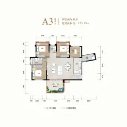 华芝浅水湾4室2厅1厨2卫建面123.25㎡