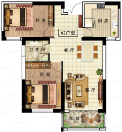 瑞岭馨苑2室2厅1厨1卫建面98.00㎡