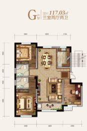 庆丰·御锦湾3室2厅1厨2卫建面117.03㎡
