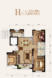 庆丰·御锦湾3室2厅1厨2卫建面111.88㎡