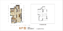 金科景朝·集美星宸3室2厅1厨2卫建面89.00㎡