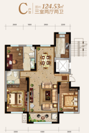 庆丰·御锦湾3室2厅1厨2卫建面124.53㎡