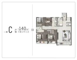 和达·上城4室2厅1厨2卫建面140.0㎡