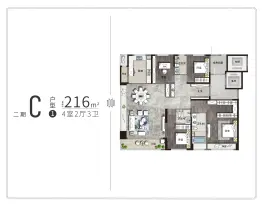 和达·上城4室2厅1厨3卫建面216.0㎡