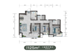 中海·九樾府3室2厅1厨2卫建面125.00㎡