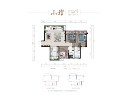 金茂·观山湖3室2厅1厨2卫建面110.00㎡
