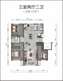 呼市金地峯启未来3室2厅1厨2卫建面124.00㎡