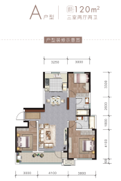 中海新都会3室2厅1厨2卫建面120.00㎡