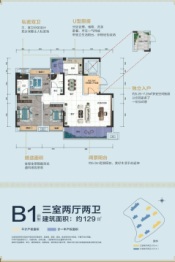 阳明壹号3室2厅1厨2卫建面129.00㎡