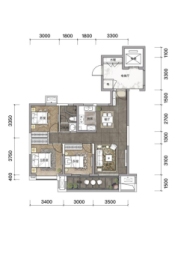 中海枫丹公馆3室2厅1厨1卫建面107.00㎡