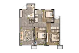 龙湖春江彼岸|源著3室2厅1厨2卫建面106.0㎡