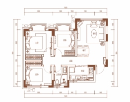 蓝光青城河谷3室2厅1厨1卫建面73.75㎡