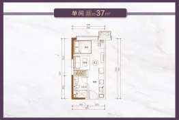 恒大学府公馆1室1厅1厨1卫建面37.00㎡