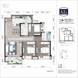 滨江学府3室2厅1厨2卫建面98.90㎡