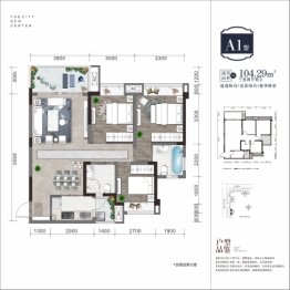 滨江学府3室2厅1厨2卫建面104.29㎡