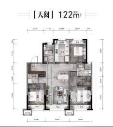 龙湖·天璞3室2厅1厨2卫建面122.00㎡