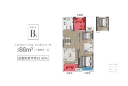 中天锦绣春晓3室2厅1厨1卫建面86.00㎡