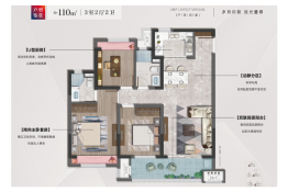 中梁暨阳时光3室2厅1厨2卫建面110.00㎡