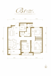 盛邦幸福里3室2厅1厨1卫建面98.00㎡