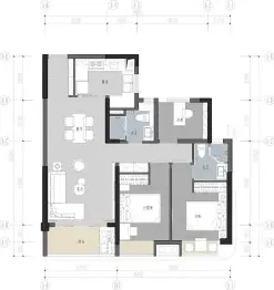 复地公园和光2室2厅1厨2卫建面102.00㎡